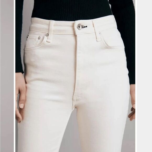 Rag & Bone Flare Wide Leg Jeans Ecru 25 - Picture 5 of 8